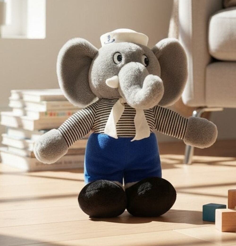 SOS Save Our Space Vintage Elephant Sailor Plush 12" Stuffed Animal